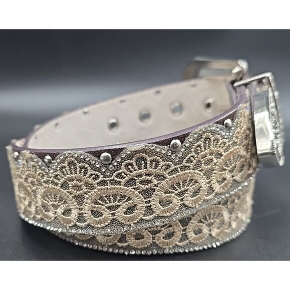 Angel Ranch Western Boho Belt Lace Sparkle Ornate Leather Rhinestones Size Small main image 6